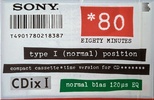 Compact Cassette: Sony  - CDix I 80