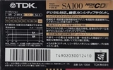 Compact Cassette TDK SA 100 "SA-100M" Type II Chrome 1990 Japan