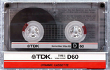 Compact Cassette TDK D 60 Type I Normal 1985 Australia, Europe