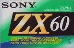 Compact Cassette Sony ZX 60 Type I Normal 1992 North America