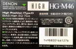 Compact Cassette Denon HG-M 46 Type II Chrome 1991 Japan