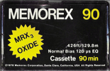 Compact Cassette: Memorex  - MRX3 Oxide 90