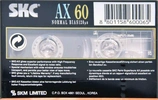 Compact Cassette SKC AX 60 Type I Normal 1999 Europe