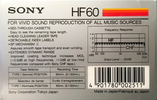 Compact Cassette Sony HF 60 Type I Normal 1983 Europe