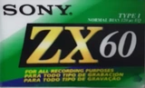 Compact Cassette Sony ZX 60 Type I Normal 1992 North America