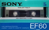 Compact Cassette Sony EF 60 "V1 non transparent gasket" Type I Normal 1985 Europe