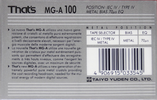 Compact Cassette: Taiyo Yuden Thats - MG-A 100