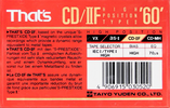 Compact Cassette: Taiyo Yuden Thats - CD-IIF 60