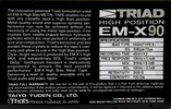 Compact Cassette: Taiyo Yuden Triad - EM-X 90