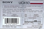 Compact Cassette Sony UCX 60 Type II Chrome 1985 USA