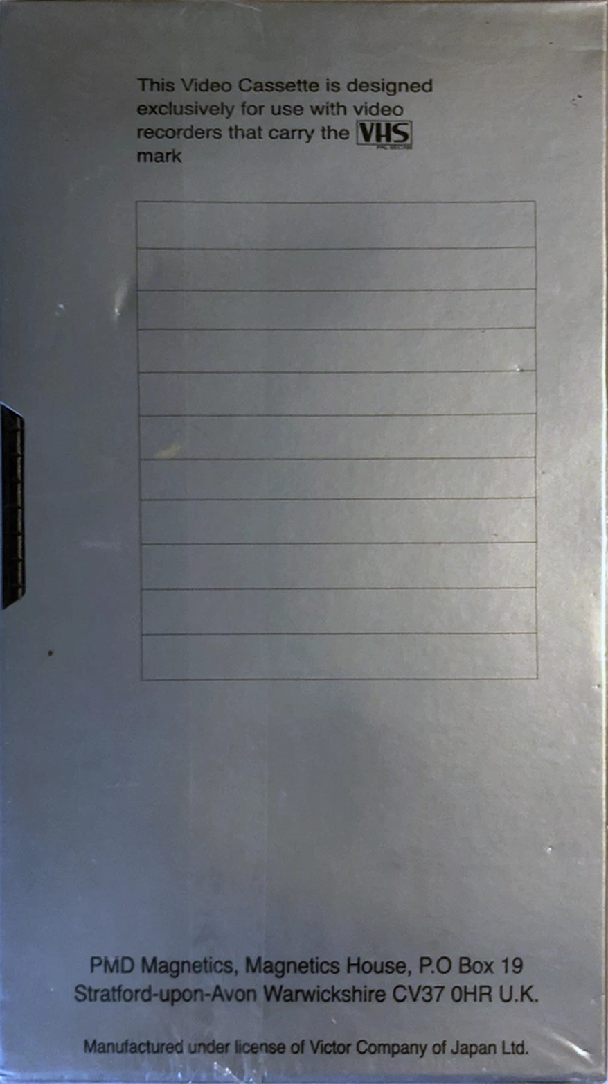 VHS, Video Home System PMD 180 Type I Normal 1993 UK