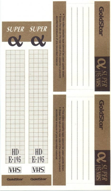 VHS, Video Home System Goldstar Super Alpha 195 Type I Normal 1992 Europe