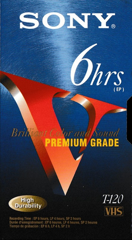 VHS, Video Home System Sony Premium Grade 120 "T-120VF" Type I Normal 1999 North America