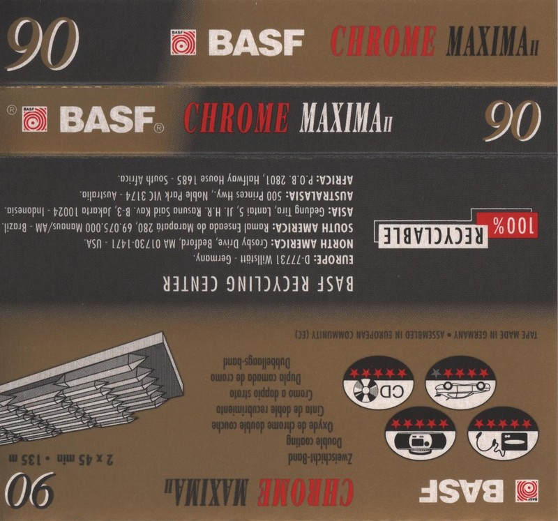 Compact Cassette BASF Chrome Maxima II 90 Type II Chrome 1993 Europe