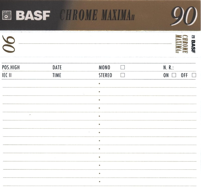 Compact Cassette BASF Chrome Maxima II 90 Type II Chrome 1993 Europe