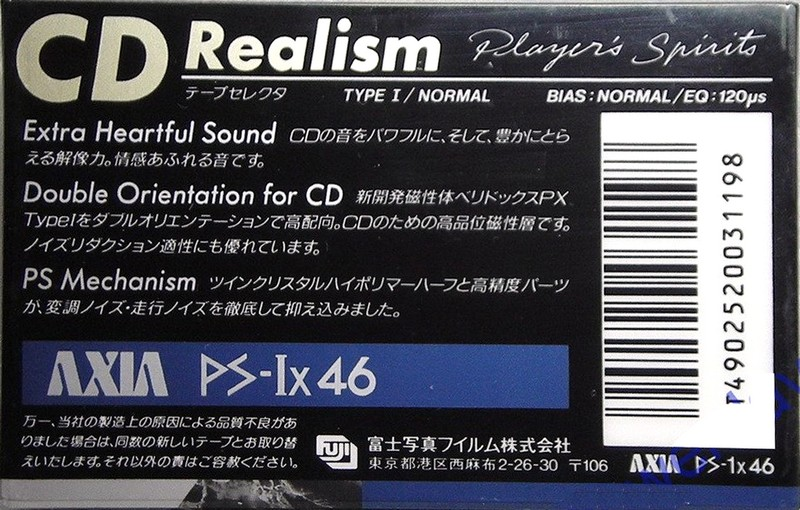 Compact Cassette AXIA PS-Ix 46 "PS-1x46" Type I Normal 1989 Japan