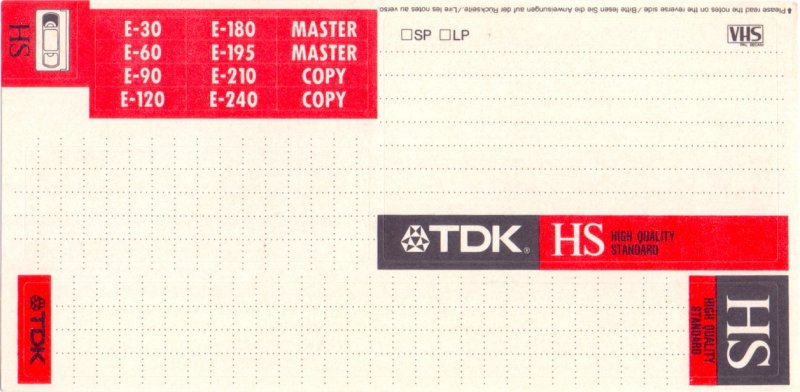 VHS, Video Home System: TDK  - HS 180