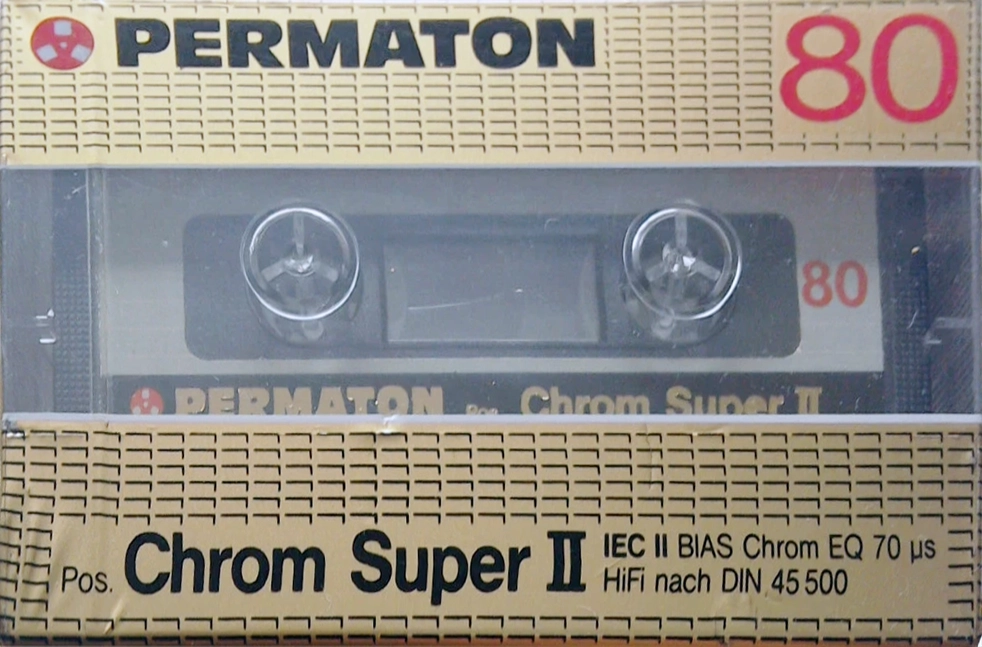 Compact Cassette Permaton Chrom Super II 80 Type II Chrome 1987 Europe