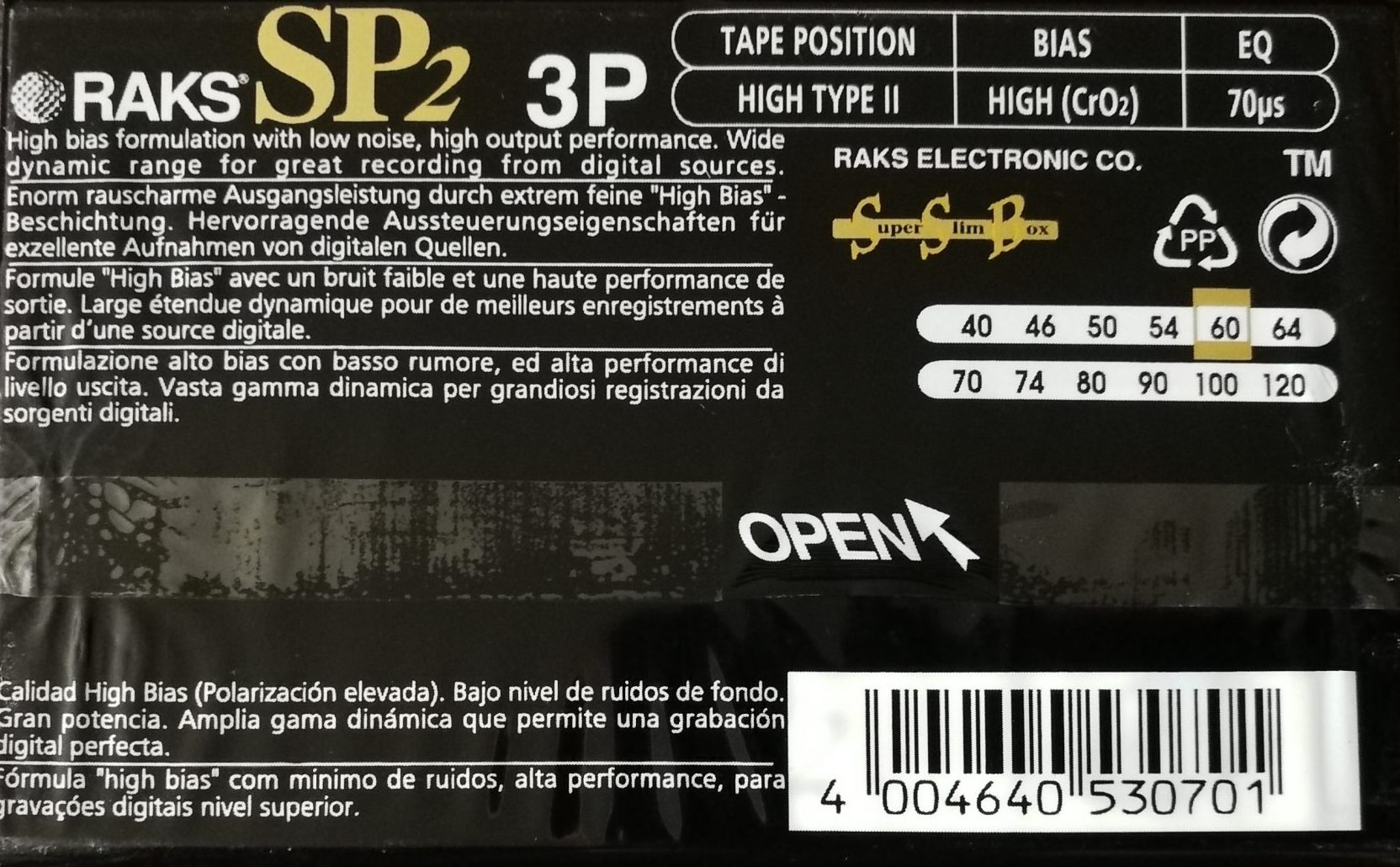3 pack RAKS SP 60 "SP 2" Type II Chrome 1996 Europe