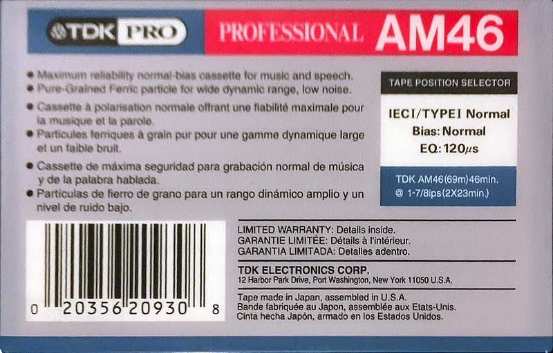 Compact Cassette: TDK  - Pro 46