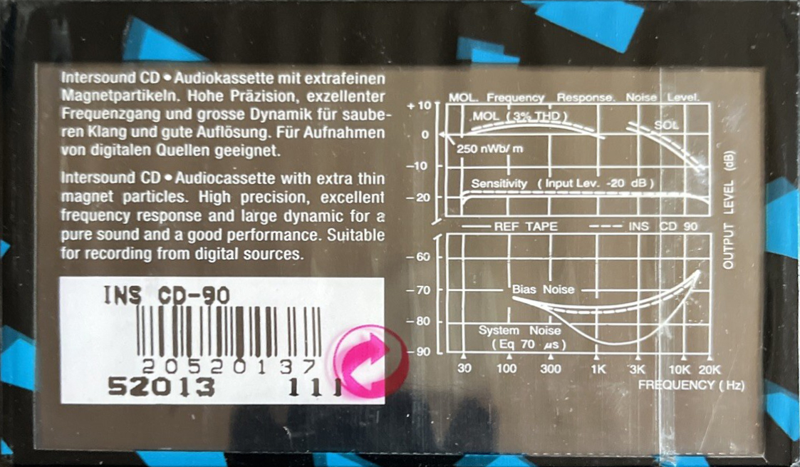 Compact Cassette Intersound CD 90 Type II Chrome 1986 Europe