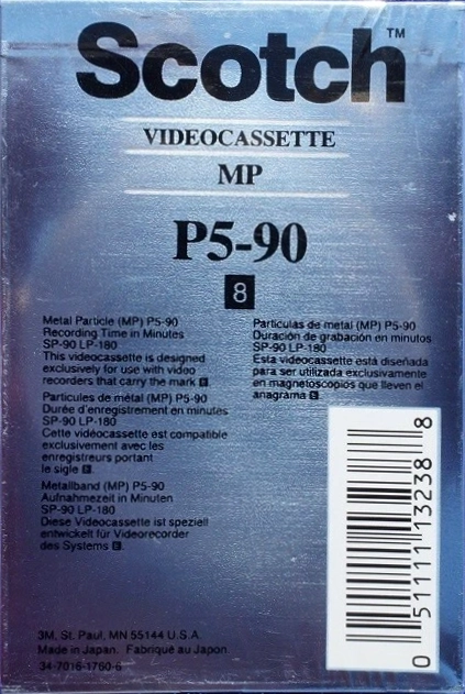 Video8, Hi8, Digital8 Scotch 90 Type IV Metal 1990 North America
