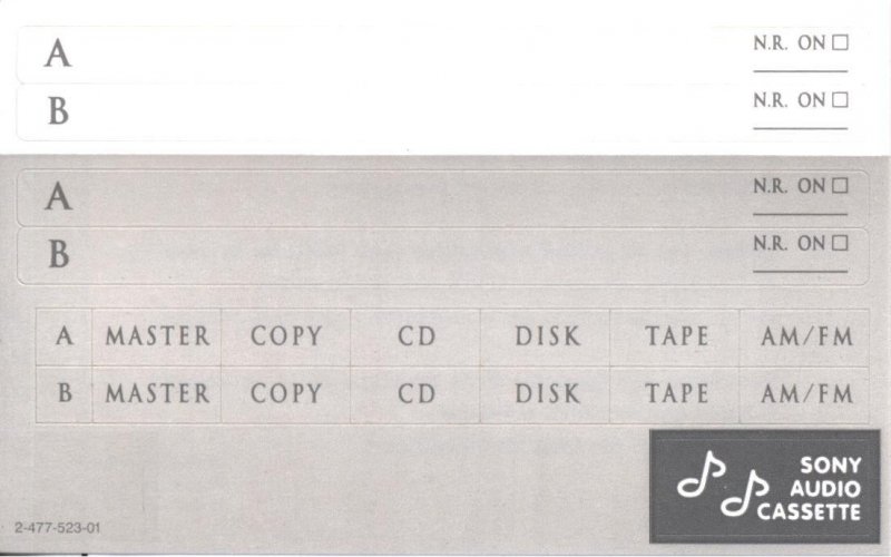 Compact Cassette Sony Metal-XR 60 "C-60 MTLXRA" Type IV Metal 1996 Europe