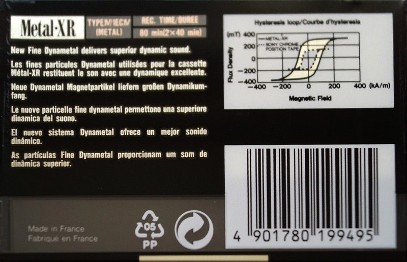 Compact Cassette Sony Metal-XR 80 Type IV Metal 1992 Europe