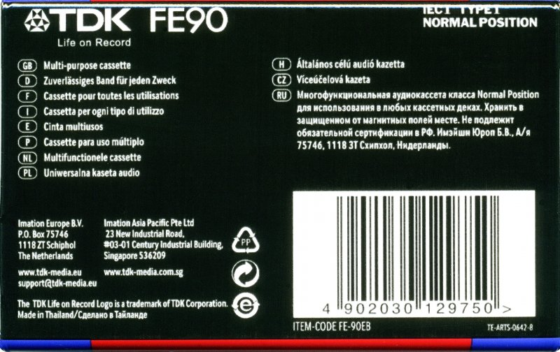 Compact Cassette TDK FE 90 "FE-90EB" Type I Normal 2001 Worldwide