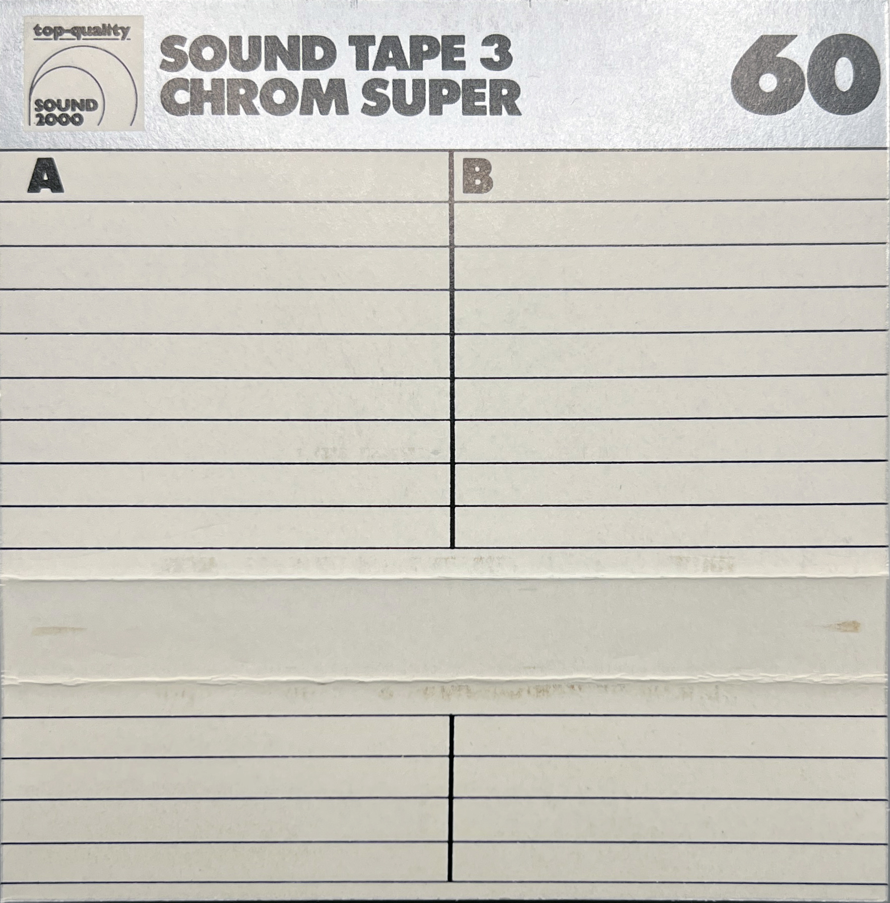 Compact Cassette Sound 2000 Sound Tape 3 60 "Chrome Super" Type II Chrome 1978 Germany