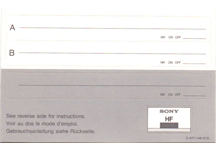 Compact Cassette Sony HF 60 Type I Normal 1988 Japan