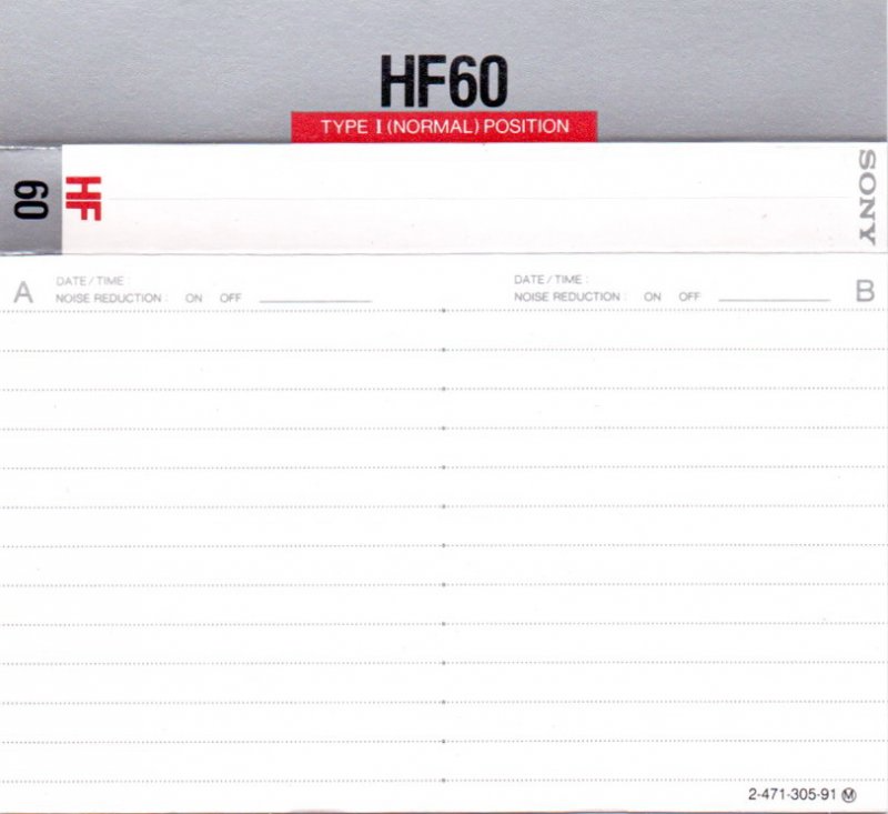 Compact Cassette Sony HF 60 Type I Normal 1988 Japan