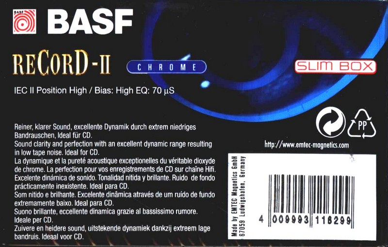 Compact Cassette BASF Record II 46 Type II Chrome 1997 Europe