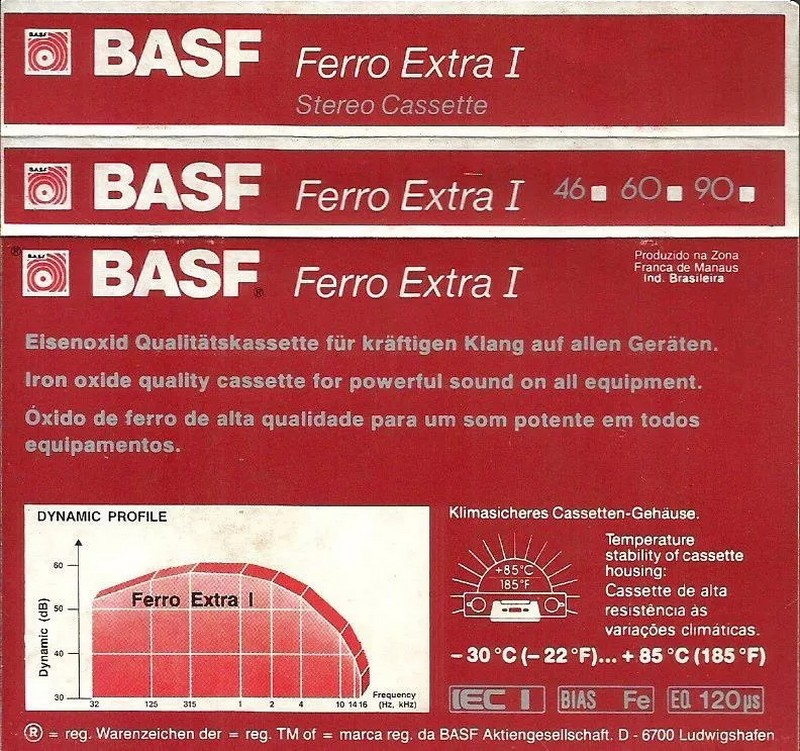 Compact Cassette BASF Ferro Extra I 90 Type I Normal 1988 Latin America