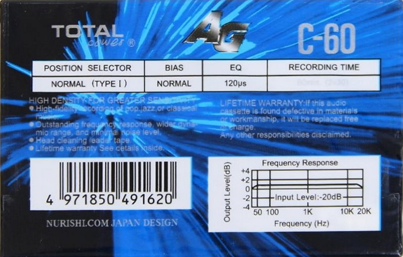 Compact Cassette Total Power 60 "AG" Type I Normal 1988