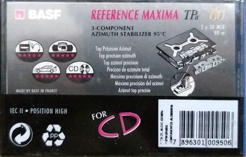Compact Cassette BASF TP II Reference Maxima 60 Type II Chrome 1993 Brazil