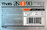 Compact Cassette Thats AS II 90 Type II Chrome 1990 USA