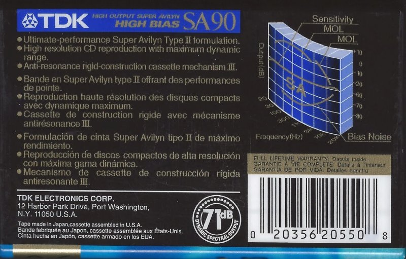 Compact Cassette TDK SA 90 Type II Chrome 1997 North America