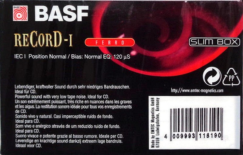 Compact Cassette BASF Record I 90 Type I Normal 1997 Europe