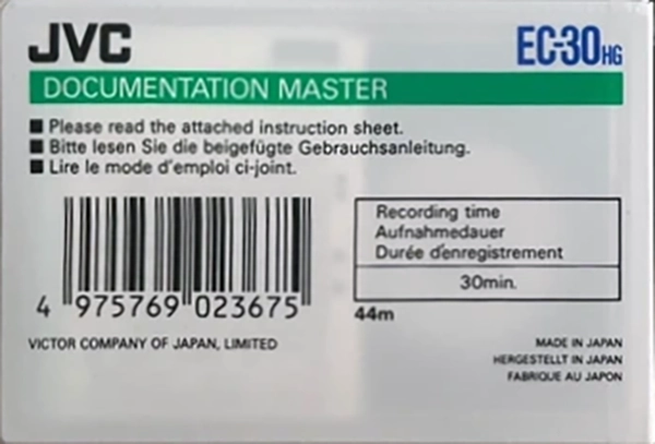 VHS-C (VHS Compact) JVC EHG 30 Type I Normal Europe