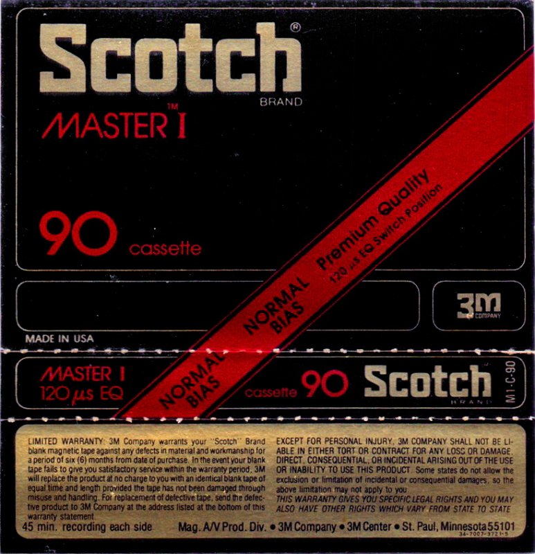 Compact Cassette Scotch Master I 90 Type I Normal 1977 USA