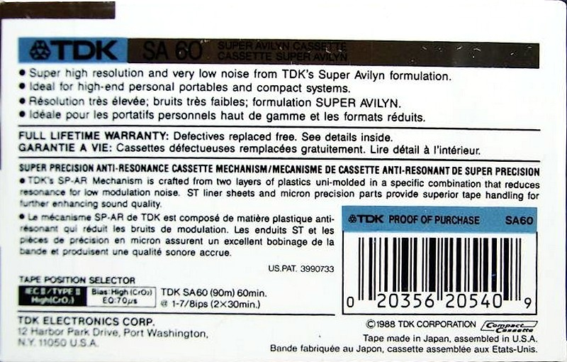 Compact Cassette: TDK  - SA 60