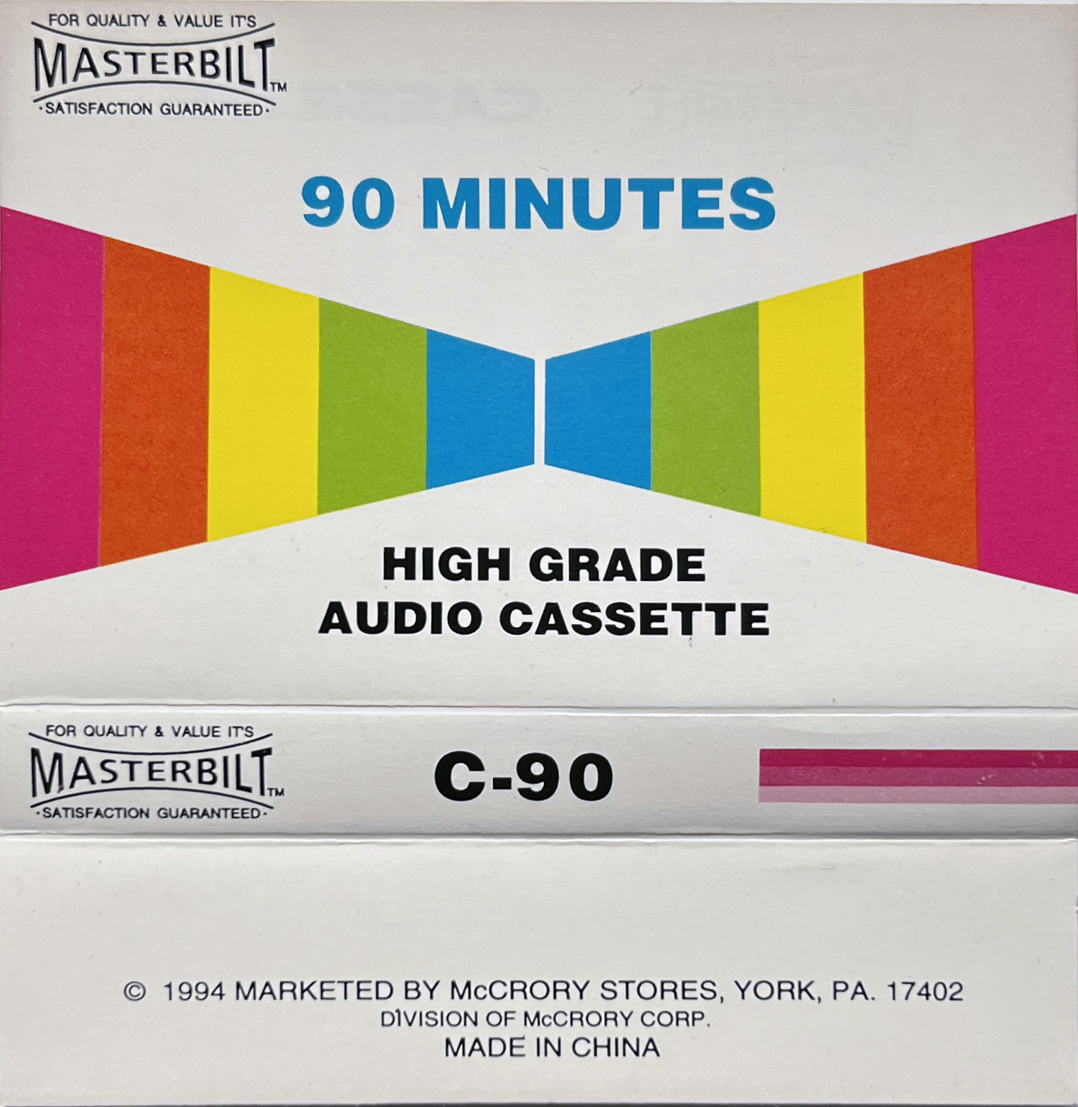 Compact Cassette Masterbilt 90 Type I Normal 1984 USA