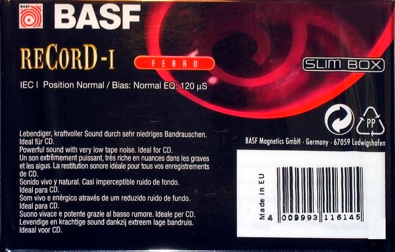 Compact Cassette BASF Record I 74 Type I Normal 1997 Europe