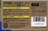 Compact Cassette TDK AR 100 "AR-100G" Type I Normal 1987 Japan