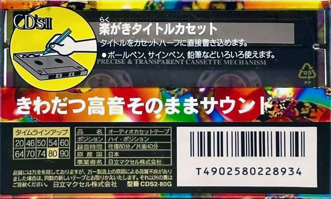 Compact Cassette Maxell CD`s II / CD`s 2 80 "CDS2-80G" Type II Chrome 1994 Japan