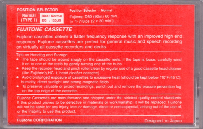 Compact Cassette: Unknown Fujitone -  60