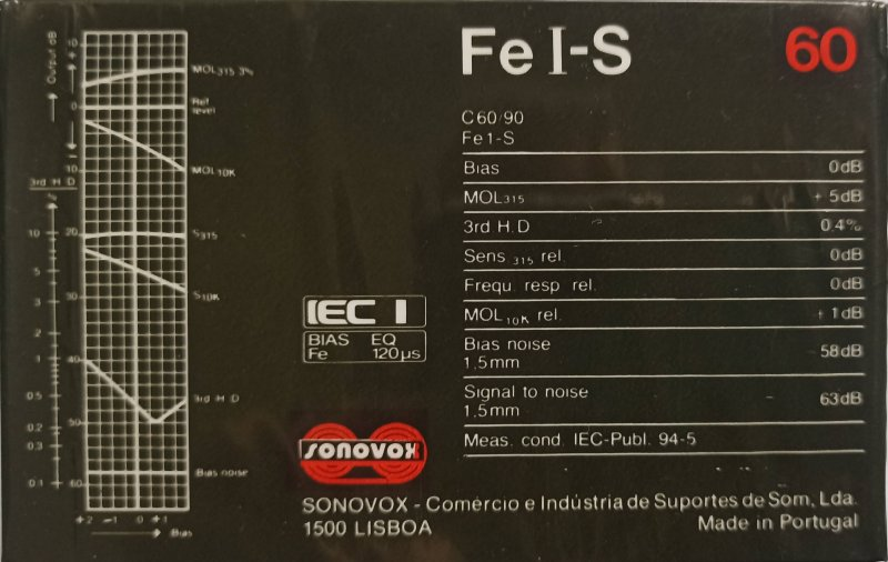 Compact Cassette Sonovox Fe I-S 60 "Superferro I" Type I Normal 1983 Portugal