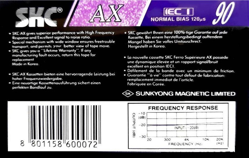 Compact Cassette SKC AX 90 Type I Normal 1992 Europe