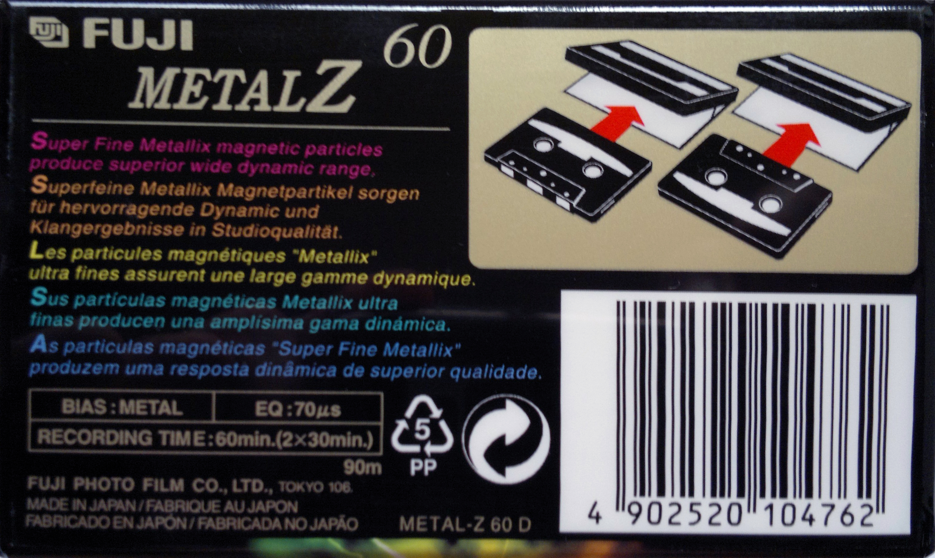 Compact Cassette Fuji Metal Z 60 Type IV Metal 1998 Europe